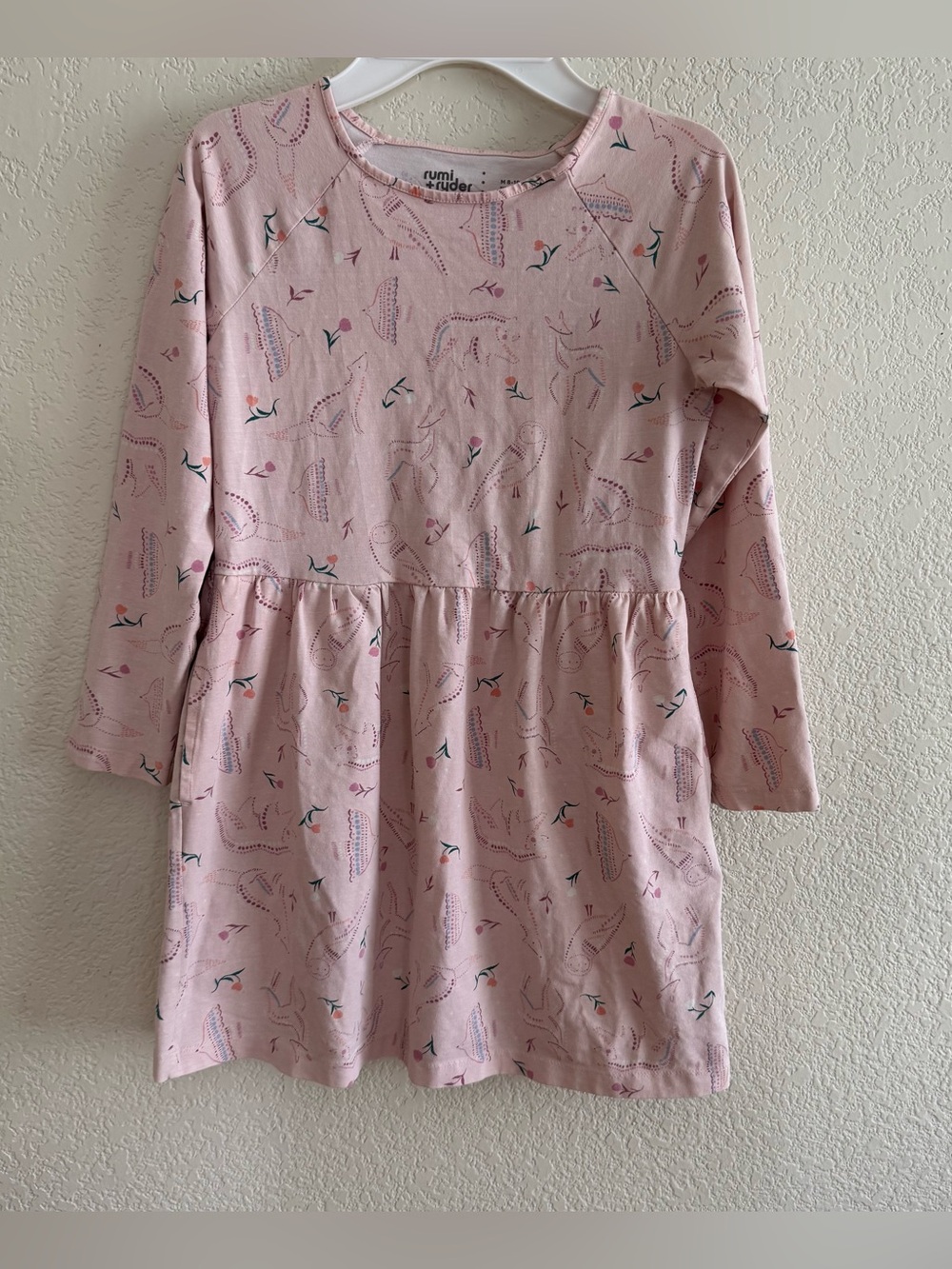Rumi+ Ryder Pink Animal Friends Holiday Christmas Dress Whimsical Enchanted 8-10